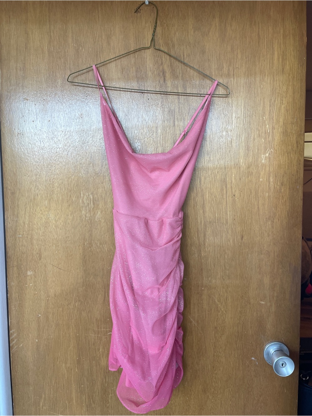 Windsor Pink Cowl Neck Midi Dress with Sparkle